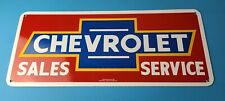 Vintage Chevrolet Bow-Tie Sign - Chevy Sales Service Gas Pump Porcelain Sign picture