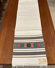 Vintage 1970s Ukrainian Woven Table Runner Towel embroidery NWT 73x13 picture