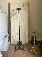 Midcentury Decorative Spanish Gothic Wrought Iron Candlestick - 32” Tall picture