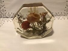 Vintage Lucite Paper Weight.  ~Pressed Flowers. 4” Octagon Shape. picture