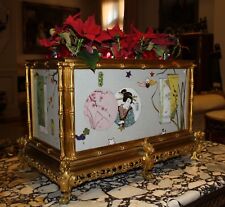 MAGNIFICENT 19C FRENCH GILT BRONZE HAND PAINTED ENAMEL JARDINIERE JAPANESE STYLE picture