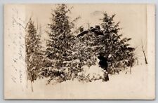 RPPC Watertown IA Iowa Man Posing In The Snowy Pine Trees Postcard T30 picture