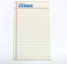 Vintage 90s A Note From DEBBIE Stationary Pad 7 Pages Left Name Personalized picture