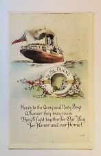 c1910's Military Soldier Steamer Ship Flag Buoy WWI Unposted Antique Postcard picture