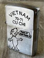 1970-71 Vintage Vietnam Zippo Oil lighter CU CHI SNOOPY? PEANUTS BRADFORD picture