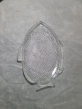 Vintage Textured Clear Glass Fish Shaped Collector Plate 11”  picture