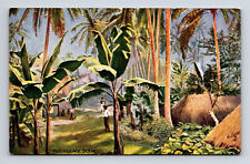 TUCKS Oilette Fiji Village Scene Postcard picture