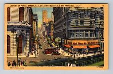 San Francisco CA-California, Looking up Powell Street, Antique Vintage Postcard picture
