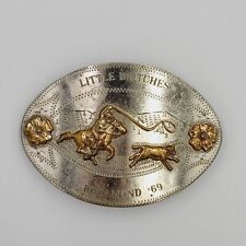 Vintage 1969 Little Britches Rosamond Silver Nickel Belt Buckle picture