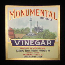 Vintage MONUMENTAL Distilled Vinegar paper label Washington DC picture