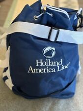 Holland America Line Cruise Drawstring Tote Bag Navy Blue w/ zipper compartments picture