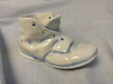 Vintage Baby Blue Bootie Shoe Planter Hand Painted Ceramic 5” picture