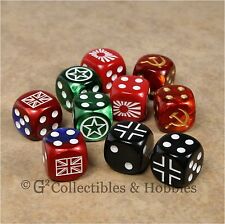 NEW Set of 10 WWII Dice World War 2 Axis Allies WW2 16mm RPG Game D6s (SET B) picture