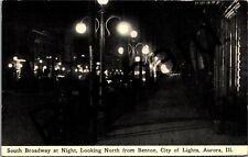 1912 AURORA IL City of Lights, Night Scene, Broadway from Benton postcard jj156 picture