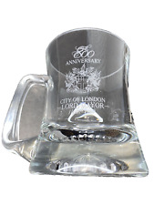 London England 800th Anniversary Lord Mayor Crystal Glass Stein Mug Cup Vintage picture