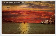 Ship Boat Postcard Sunset Guardians Of Golden Gate San Francisco California PNC picture