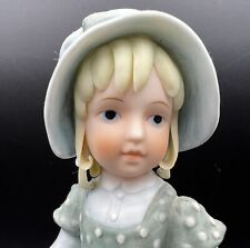 Vintage RR Roman Porcelain Girl Figurine Country Charmers 1982 Blue /Green picture