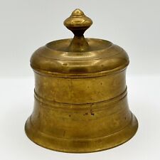 Tobacco Jar Antique Georgian 1810 Turned Brass Heavy 5.25” picture
