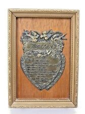 Brass Metal Wood My Dear Mother Poem Verse Hearts Gift Vtg Wall Hang Home Décor picture