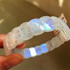 Natural Moonstone Strong Blue Light Crystal Rectangle Beads Bracelet 13mm AAAAAA picture