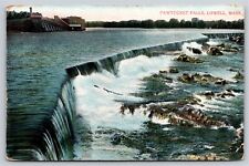 Lowell Massachusetts~Air View Pawtucket Falls~Vintage Postcard picture