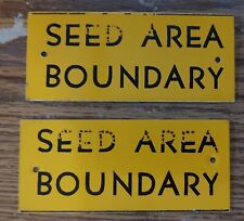 2 vintage U.S. Forest Service color metal sign SEED AREA BOUNDARY s5 picture