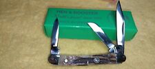  HEN & ROOSTER Knife NIB 3Blade Stockman Beautiful Stag Handles Rare  +Case  picture