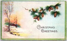VINTAGE POSTCARD CHRISTMAS PINES MAILED AT ORRVILLE OHIO 1910 W/ NUMBERED CANCEL picture
