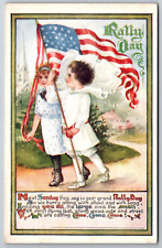 Rally Day Muncie Indiana IN 1913 Sunday School Children American Flag  Postcard picture