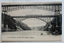 ca 1900s NY Postcard Niagara Falls Cantilever & Steel Arch Bridges Rotograph Co picture