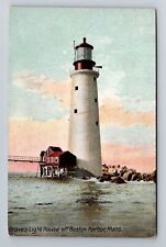 Boston, MA-Massachusetts, Graves Light House c1910 Harbor, Vintage Postcard picture
