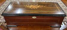 Antique Swiss 8-Tune Cylinder Music Box, Floral Marquetry and Mahogany Case picture