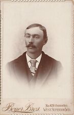 Male Mustache Cabinet Card Antique Photo Portrait Scalloped Estes Olsair Boyer picture