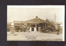 REAL PHOTO DOWS IOWA GAS STATION SERVICE STATION POSTCARD COPY picture