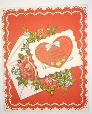 Vintage Valentine's Card Roses Flowers Heart Friendly Valentine Greetings 1953 picture