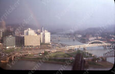 sl58 Original slide 1960's ?  Pittsburgh skyline view rainbow over bldg 647a picture