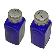 Ritadeshop Retro Glass Salt And Pepper Shakers Set 2 Cobalt Blue picture
