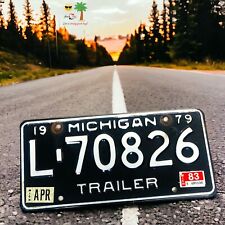 Vintage 1979 Michigan Trailer License Plate L-70826 America Roads Travel RV Camp picture