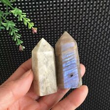 100g 2pcs Blue Flash Moonstone/Sunstone Mix Tower Point Quartz Crystal Healing picture