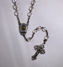 Rosary  Beads VTG Claudio Cipolletti crystal crucifix Eau De Lourdes In Italy picture