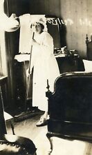 vintage Postcard Edwardian nurse maid woman bedroom 1900s RPPC picture