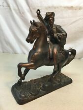 Vintage 9.5in Tall  Brass Horse and Buffalo Bill Wild West Show Souvenir picture