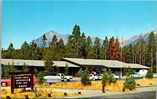 Grand Teton National Park WY Visitor Center Colter Bay Vtg Postcard View Old Car picture