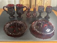 Vintage Avon 1876 Ruby Red Cape Cod Glass Mixed Lot of 8  Salt Plates Glass Mugs picture