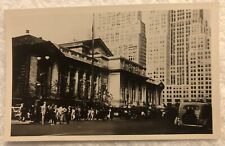 Vintage Post Card RPPC, New York Public Library, People, Old Car picture