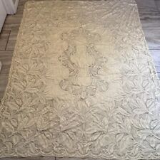Vintage Antique Off White lace Cloth Tablecloth 77x57 In. picture