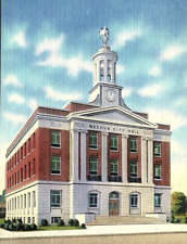 1940s NASHUA NEW HAMPSHIRE CITY HALL UNPOSTED LINEN POSTCARD P605 picture