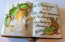 Peint Main Limoges Trinket- Book About Champagne   picture