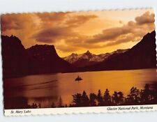 Postcard Sunset of St. Mary Lake and Goose Island Glacier National Park Montana picture