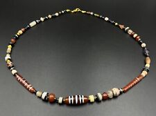 Antique Indo Tibetan Nepalese Solumani Banded Agate Chung Dzi Beads Necklace picture